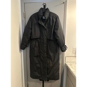 Cabin Creek Black Full Length Trench Coat Large Down Waterfowl Feather Filled